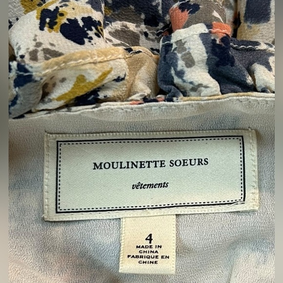 Anthropologie Womens Moulinette Soeurs 100% Silk Maxi Ruffle Floral Dress Size 4 - Picture 7 of 9